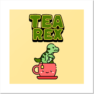 Trex tea rex pun typography tyrannosaurus dinosaur | Morcaworks Posters and Art